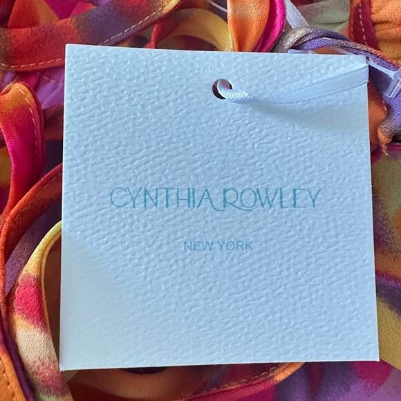 Cynthia Rowley Size 2X Floral Orange Red Top Blouse Lightweight Ruffle Tie Short - Picture 7 of 10